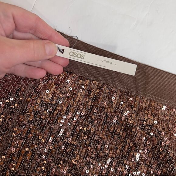 Nwt ASOS Womens Lined Sequins Embellished Sparkle Pencil Midi Skirt Size 26 - Picture 9 of 10